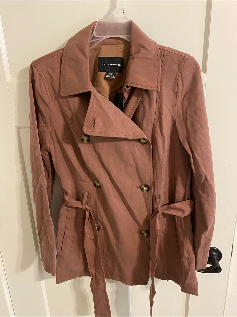 Club Monaco Women's Rose-Tan Double-Breasted Trench Coat